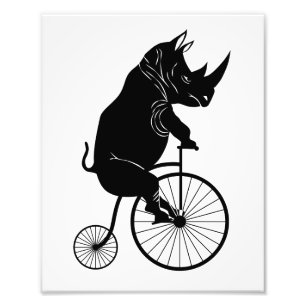 Rhino Riding a Bike Foto Afdruk