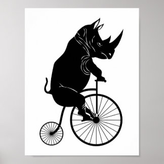 Rhino Riding a Bike Poster