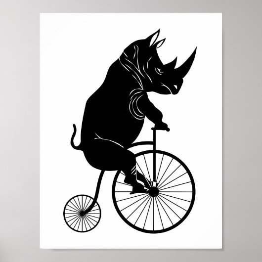 Rhino Riding a Bike Poster (Voorkant)