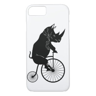 Rhino Riding Old Fashion Bike iPhone 8/7 Hoesje