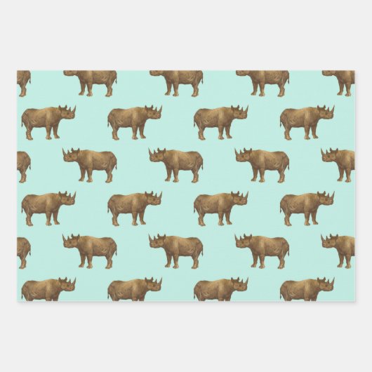 Rhino Royale Blue Safari Inpakpapier Vel (Voorkant)