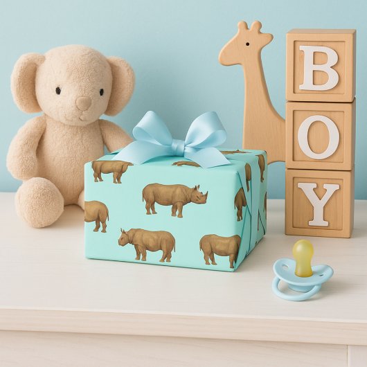 Rhino Royale Blue Safari Inpakpapier Vel