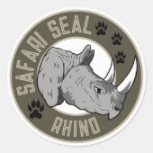 Rhino Safari Seal Ronde Sticker (Voorkant)