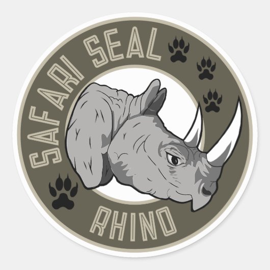 Rhino Safari Seal Ronde Sticker (Voorkant)