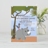 Rhino Safari uitnodiging (Staand voorkant)