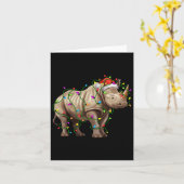 Rhino Santa Kerstboom Verlichting Xmas Grappig Kaart (Gele Bloem)