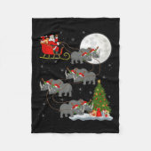 Rhino Santa Sleigh Flying Funny Magical Christmas  Fleece Deken (Voorkant)