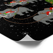 Rhino Santa Sleigh Flying Funny Magical Christmas  Poster (Hoek)