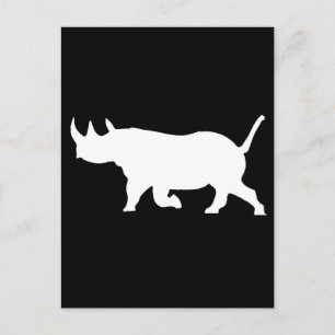 Rhino Silhouette, naar links gericht, zwarte achte Briefkaart