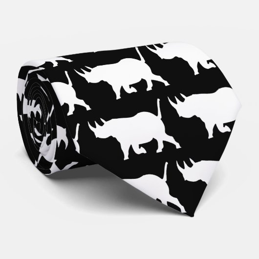 Rhino Silhouette, naar links gericht, zwarte achte Stropdas (Opgerold)