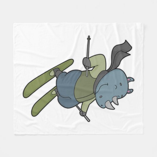 Rhino Skier Ski Fleece Deken (Voorkant (Horizontaal))