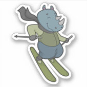 Rhino Skier Ski Sticker (Voorkant)