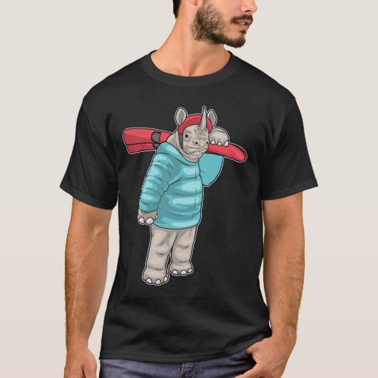 Rhino Skier Wintersport T-shirt (Voorkant)
