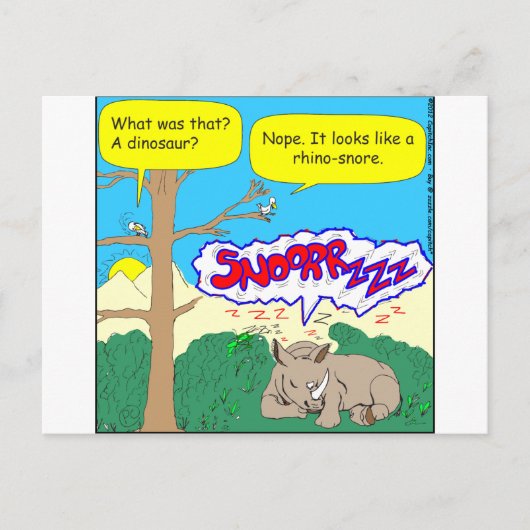 rhino snore cartoon briefkaart (Voorkant)