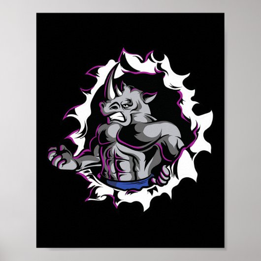 Rhino Spieren Fitness Bodybuilding Gewichtheffen Poster (Voorkant)