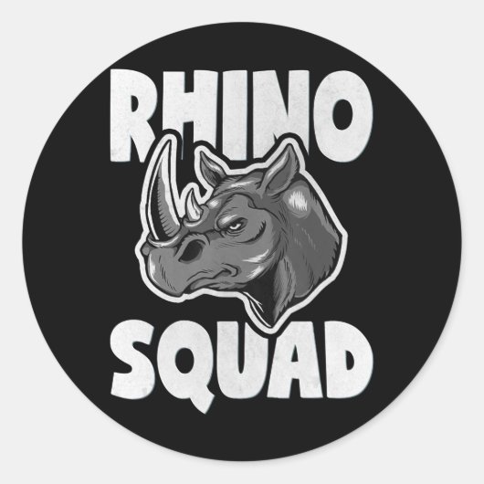 Rhino Squad Rhinoceros Love Team Gift Ronde Sticker (Voorkant)