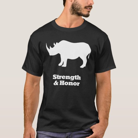 Rhino sterkte en eer wit t-shirt (Voorkant)