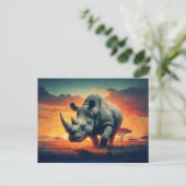 Rhino Sunset Safari Briefkaart (Staand voorkant)