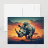 Rhino Sunset Safari Briefkaart (Voorkant / Achterkant)