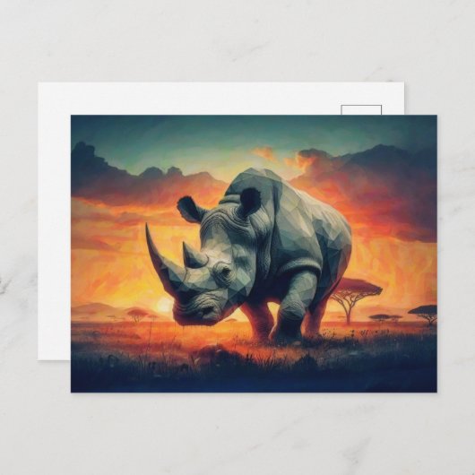 Rhino Sunset Safari Briefkaart (Voorkant / Achterkant)