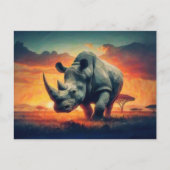 Rhino Sunset Safari Briefkaart (Voorkant)