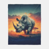Rhino Sunset Safari Fleece Deken (Voorkant)