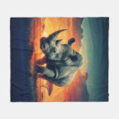 Rhino Sunset Safari Fleece Deken (Voorkant (Horizontaal))
