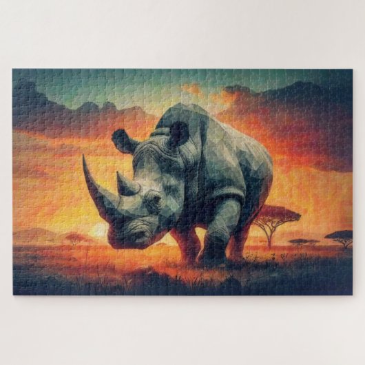 Rhino Sunset Safari Legpuzzel (Horizontaal)