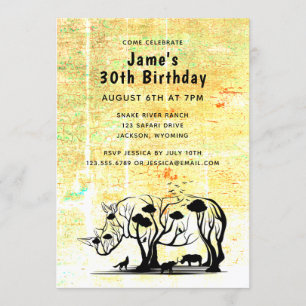 Rhino Tree Silhouette Kaart