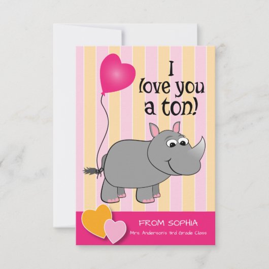 Rhino Valentijnsdag Classroom Kaart (Voorkant)