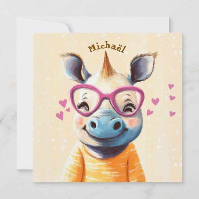 Rhino Valentijnsdag Hart Badge Kinderen School  (Voorkant)