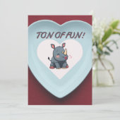 Rhino Valentijnsdag Party Uitnodiging (Staand voorkant)