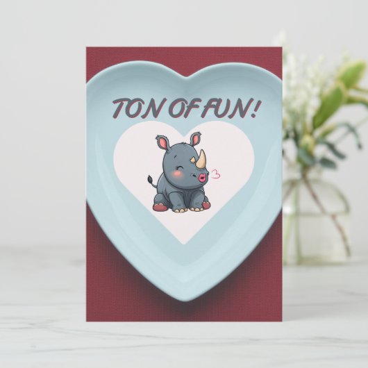 Rhino Valentijnsdag Party Uitnodiging (Staand voorkant)