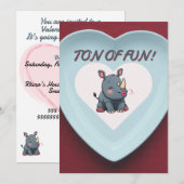 Rhino Valentijnsdag Party Uitnodiging (Voorkant / Achterkant)