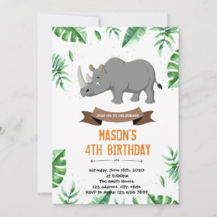 Rhino verjaardagsdouche uitnodiging