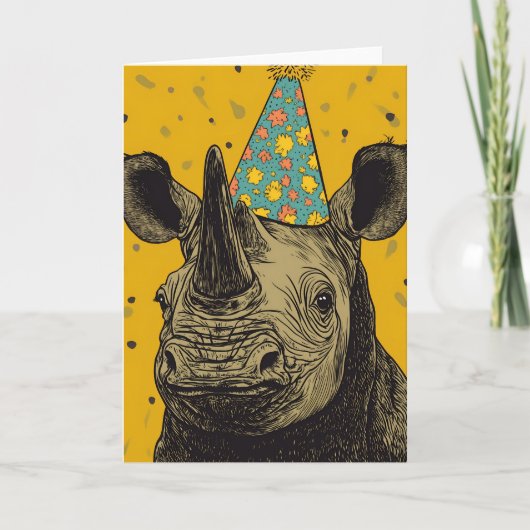 Rhino verjaardagsfeest Wenskaart Bedankkaart (Voorkant)