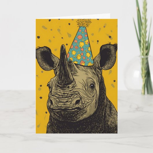 Rhino verjaardagsfeest Wenskaart Kaart (Voorkant)