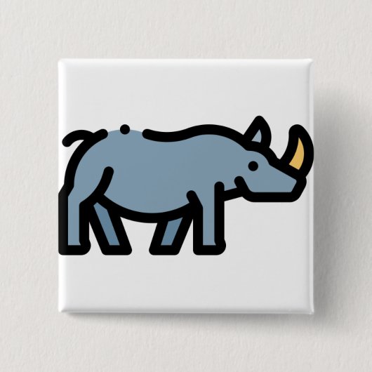 Rhino Vierkante Button 5,1 Cm (Voorkant)