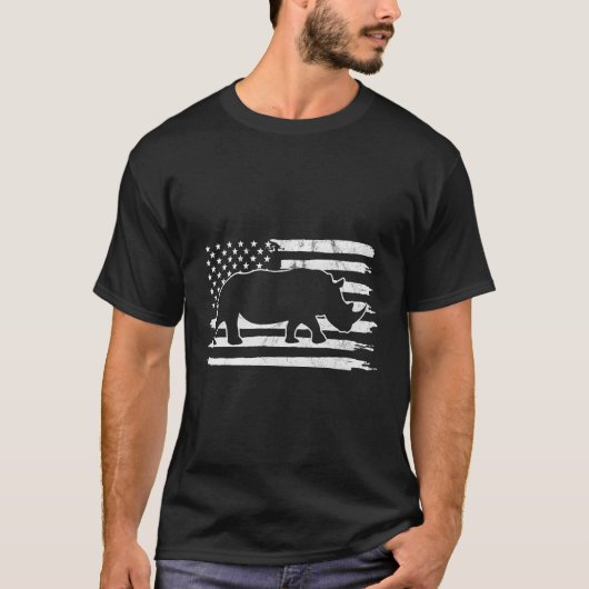 Rhino VS vlag 4th van juli Amerika T-shirt (Voorkant)
