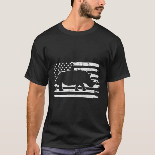 Rhino VS vlag 4th van juli Amerika T-shirt (Voorkant)