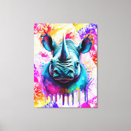 Rhino Wall Art Print - Kleurrijke Rhino Wildlife