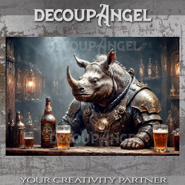 Rhino Warrior Drink Bier #2 - Decoupage - Tissuepapier