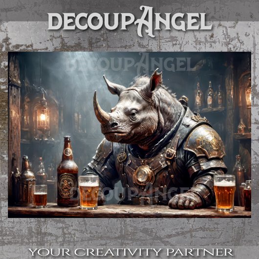 Rhino Warrior Drink Bier #2 - Decoupage - Tissuepapier