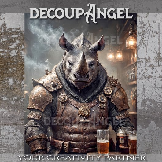 Rhino Warrior Drink Bier - Decoupage - Tissuepapier
