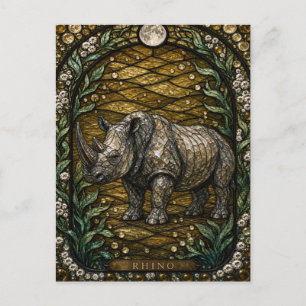 Rhino Waterplaats Illumina Glas in Lood Briefkaart