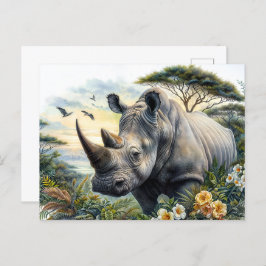 Rhino Waterverf Botanische Kunst Briefkaart