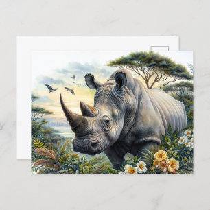 Rhino Waterverf Botanische Kunst Briefkaart