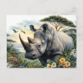 Rhino Waterverf Botanische Kunst Briefkaart (Voorkant)