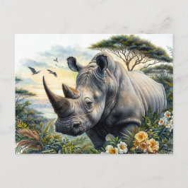 Rhino Waterverf Botanische Kunst Briefkaart