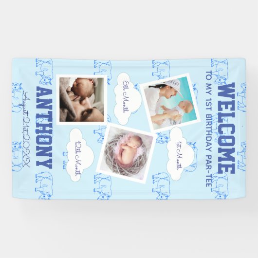 Rhino Welkom 1e verjaardag Foto Spandoek (Horizontaal)